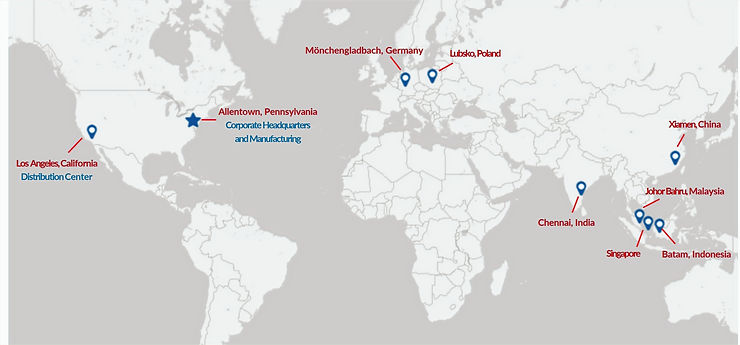 Sanbor Manufacturing utilizes a global footprint with 11 factories located throughout the U.S., Asia, and Europe.
